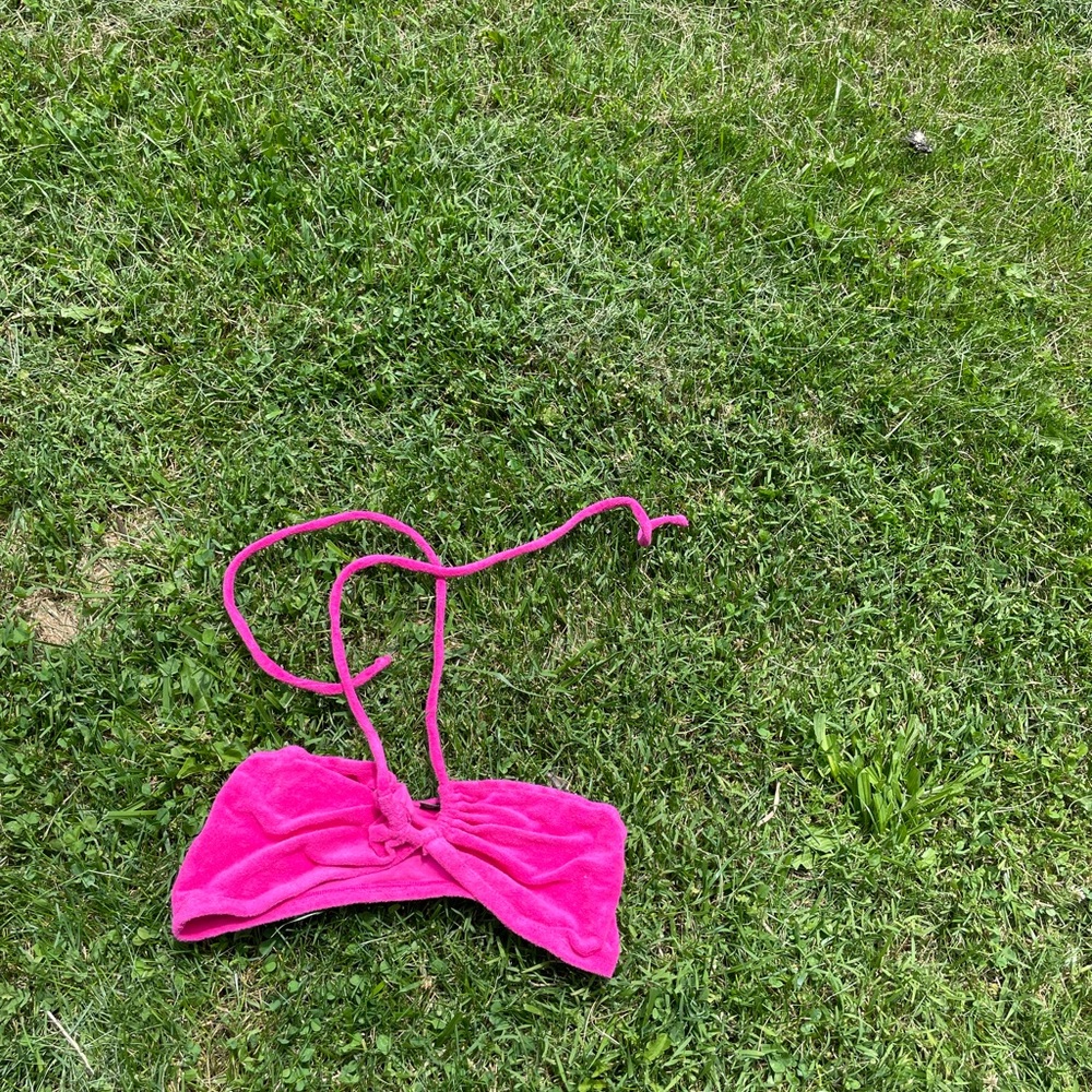 Hot pink bikini top, terry cloth size large